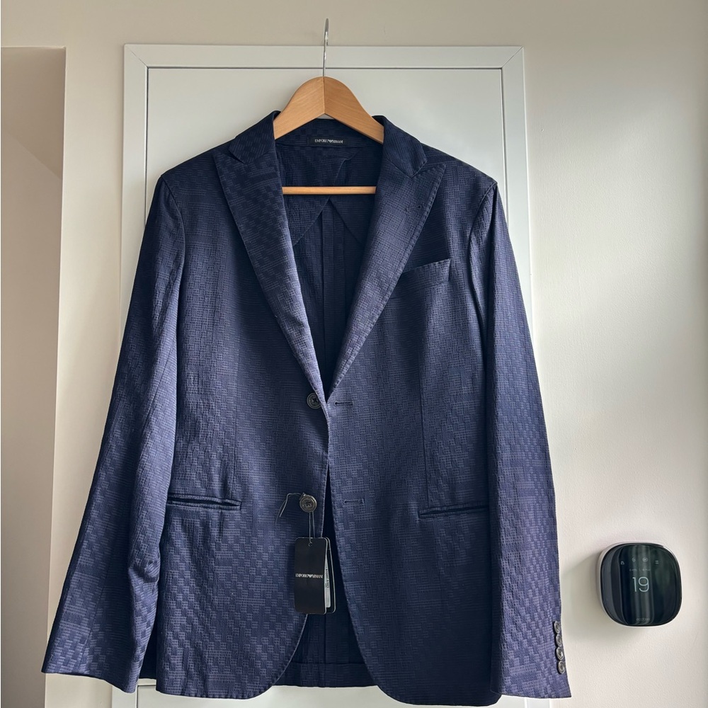 Emporio Armani Textured Sport Jacket – Deep Blue – EU46/US36 – Cotton/Viscose